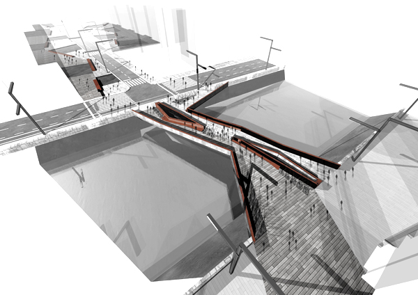 pedestrian bridge sarajevo vista aerea Relja Ferusic