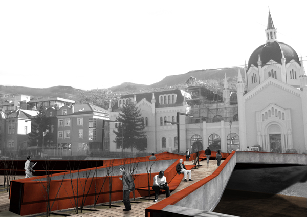 pedestrian bridge sarajevo vista Relja Ferusic